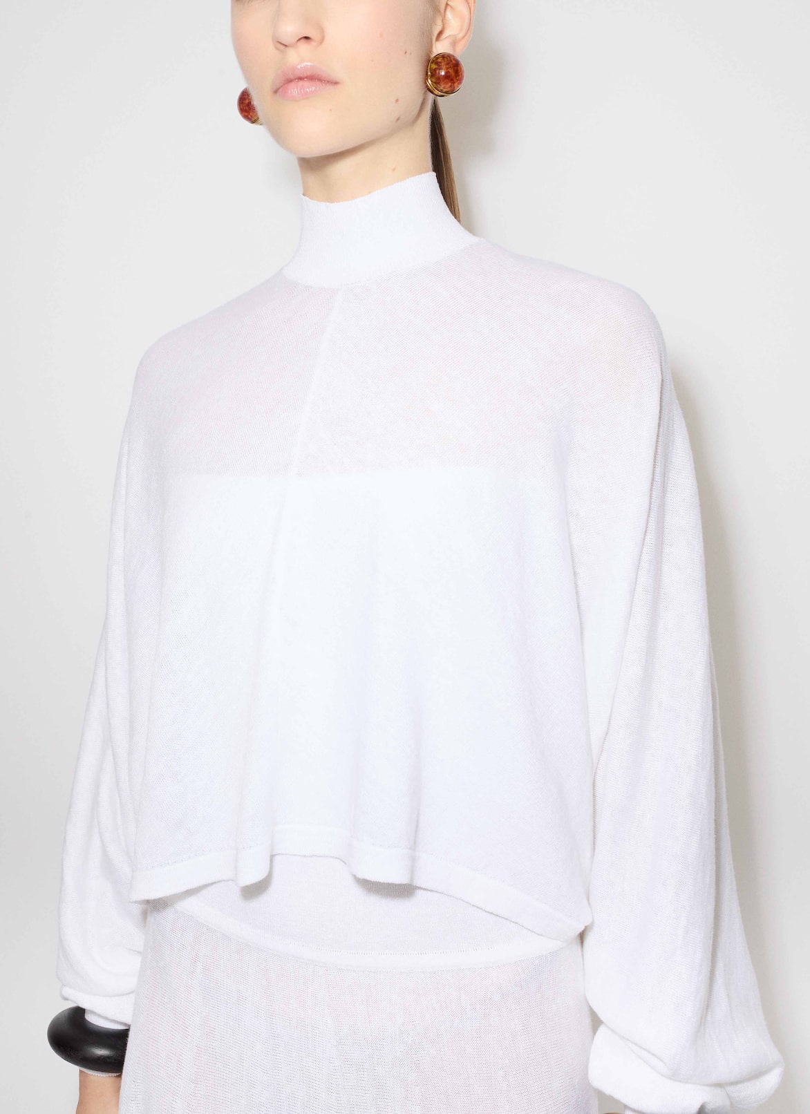 COTTON LINEN KNIT BARE BACK JUMPER ALAÏA WHITE COTTON LINEN KNIT BARE BACK JUMPER